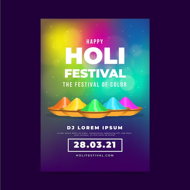 Vettore gratuito modello di manifesto del festival di holi