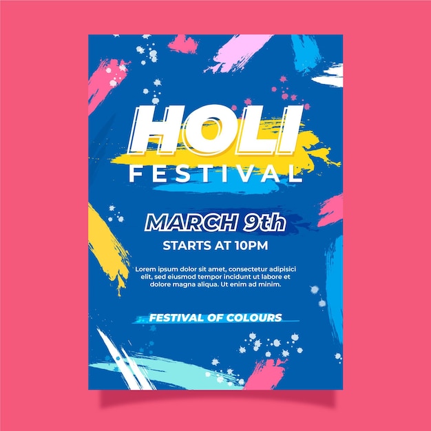 무료 벡터 holi 축제 포스터 템플릿