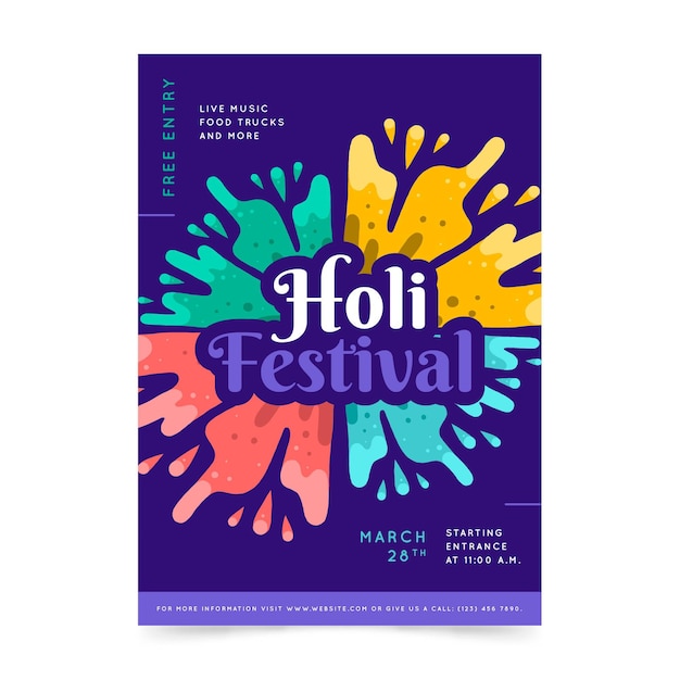 Free vector holi festival poster template