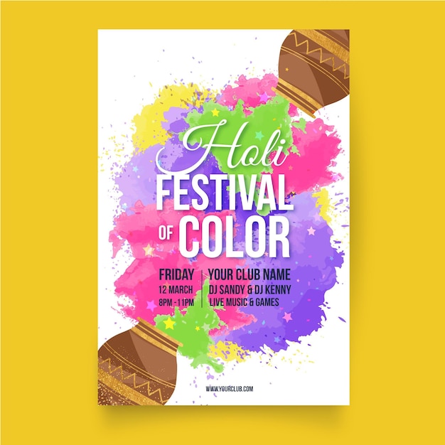 Free vector holi festival poster template