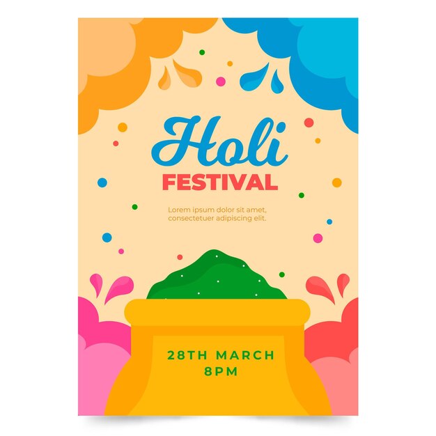 Шаблон плаката фестиваля холи