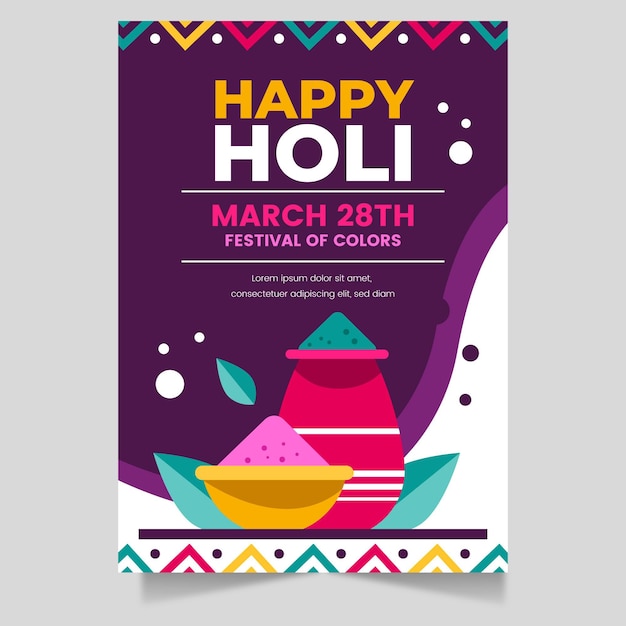 Holi festival vertical poster template