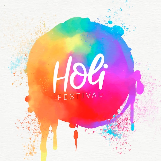 Vettore gratuito holi festival pittura ad acquerello scintillii colorati