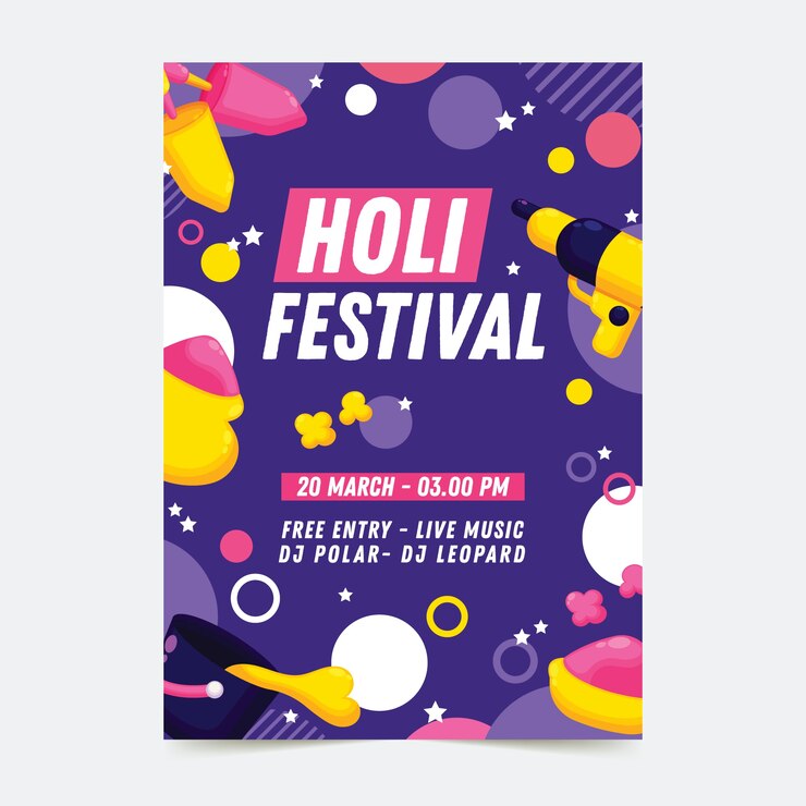 무료 Vector 도트 holi 휴일 파티 포스터