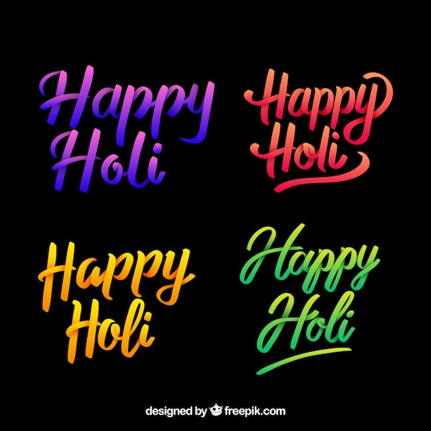 Free vector holi lettering collection