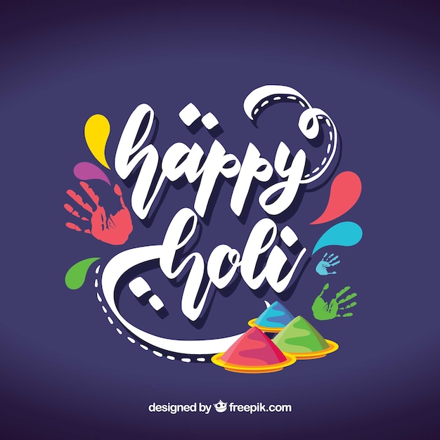 Holi lettering design background