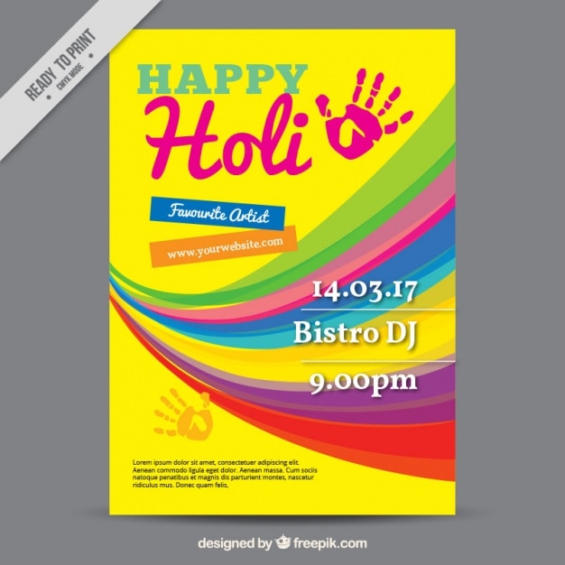 Free vector holi party brochure template