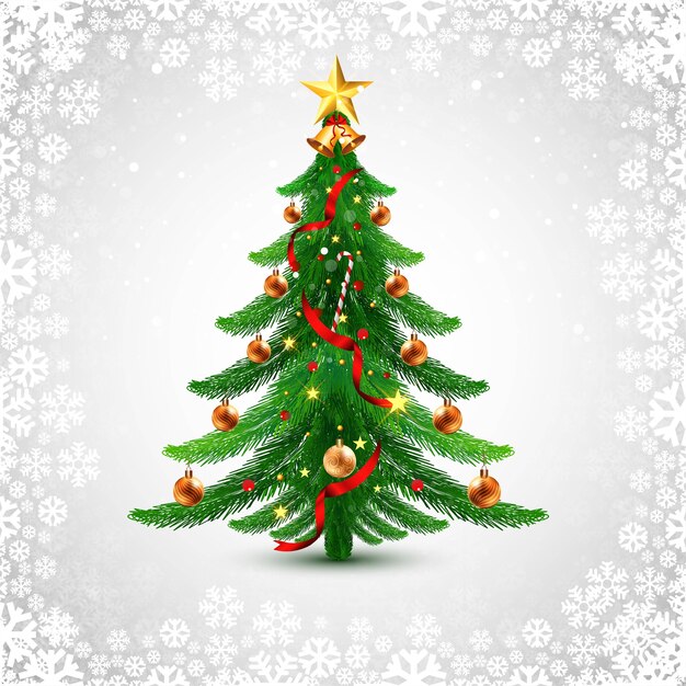 休日の装飾的なクリスマスツリーのグリーティングカードの背景