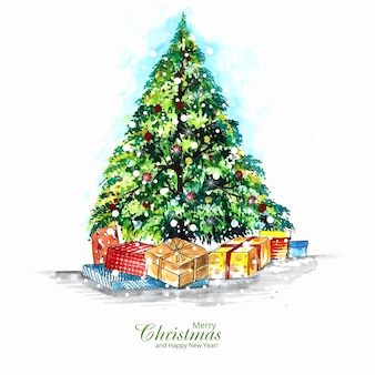 Праздничная декоративная рождественская елка поздравительная открытка фон
