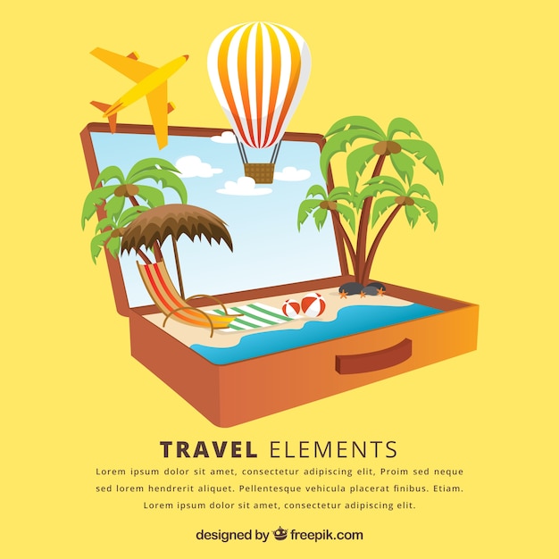 Free vector holiday elements suitcase background