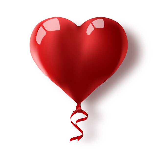 Holiday illustration of flying red balloon in form of heart on light background Happy Valentines Day