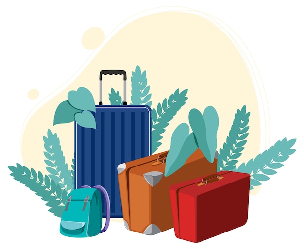 Free vector holiday items concept with many luggages