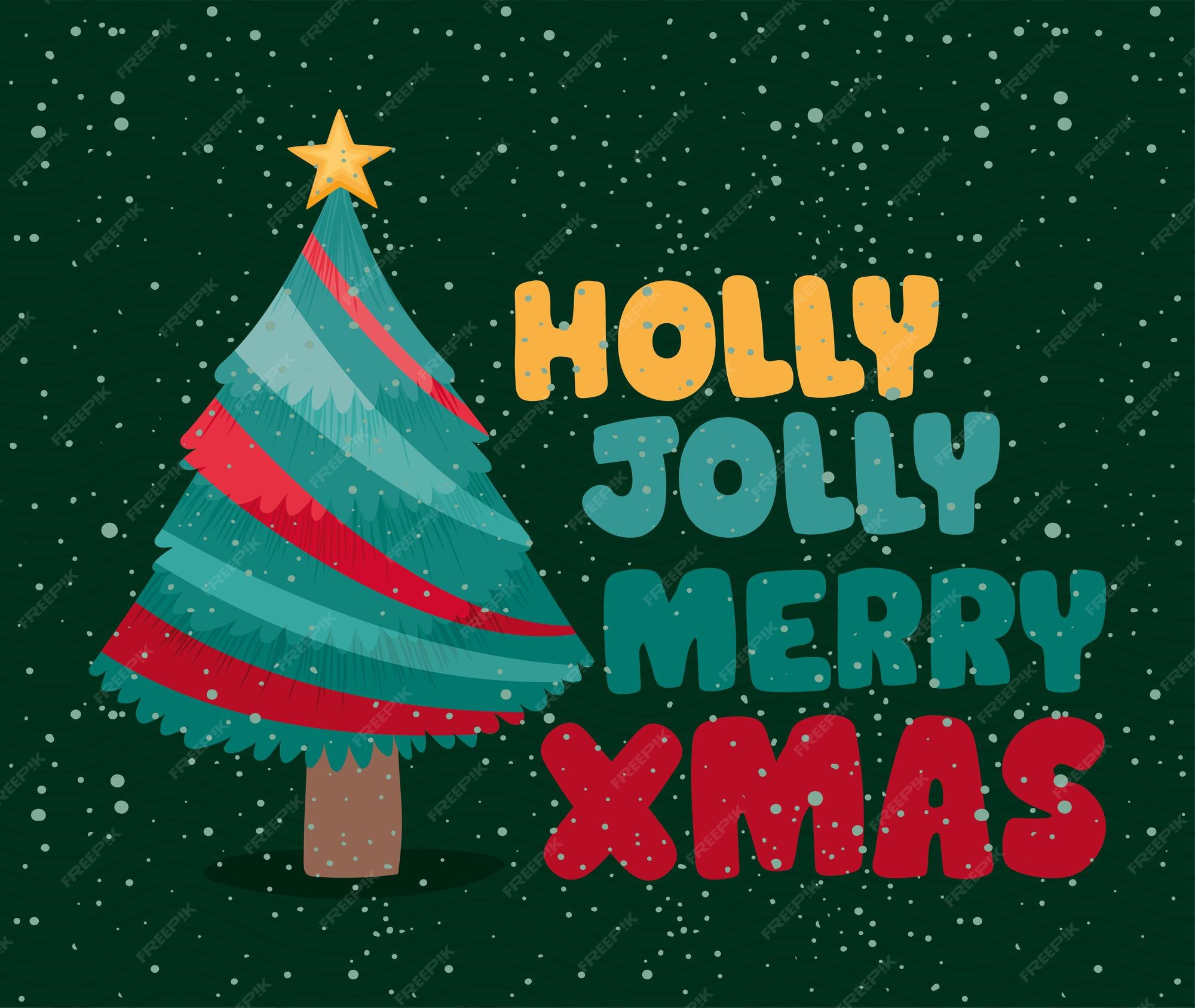 Premium Vector Holly jolly christmas card