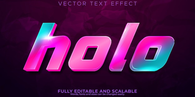 Free vector holo text effect editable future and hologram text style
