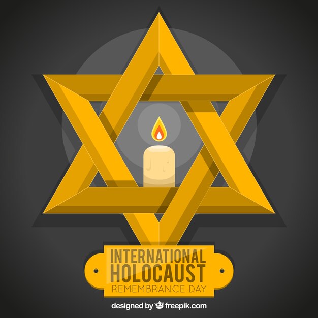 Holocaust remembrance day, golden star with a candle