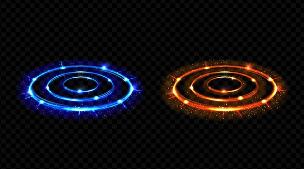 Hologram effect vs circles. neon versus round rays