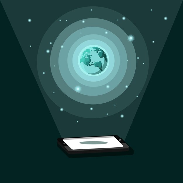 Hologram technology illustration hap and earth image