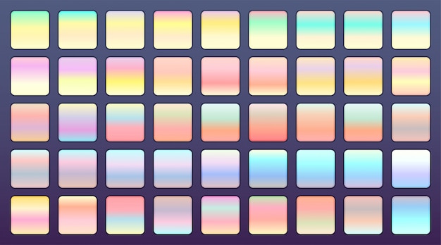 Бесплатное векторное изображение Большой набор голографических или пастельных цветовых градиентов