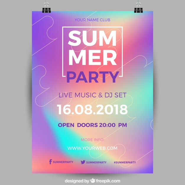 holographic summer party poster