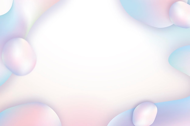 Sfondo bianco olografico, cornice iridescente in disegno astratto vettoriale