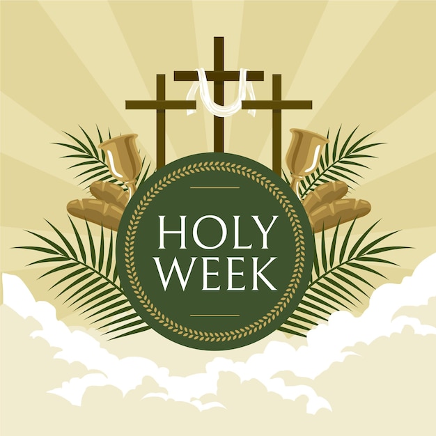 Holy week illustration with crosses