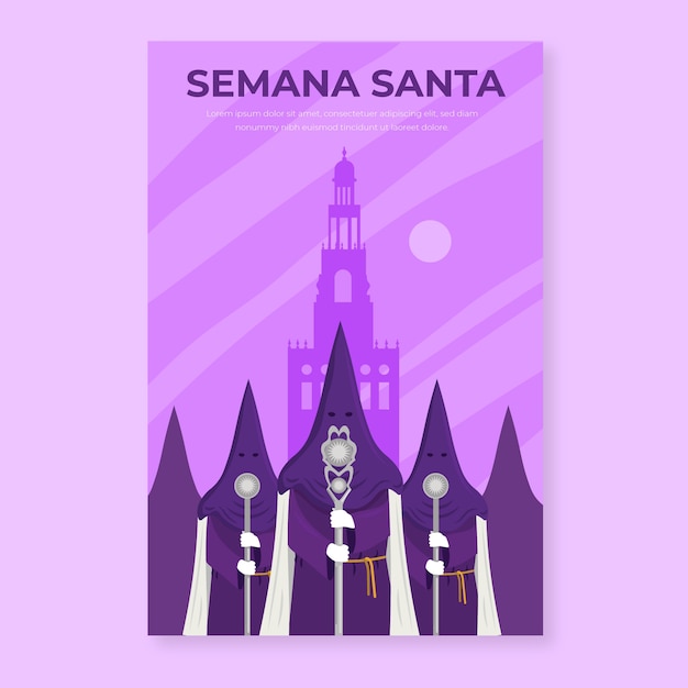 Free vector holy week poster template with church illustrated