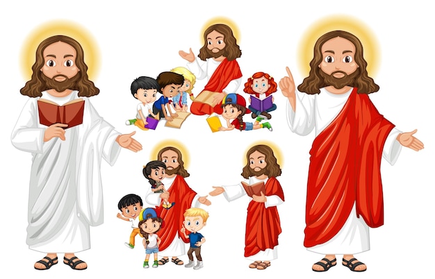 Free vector holyman with happy children