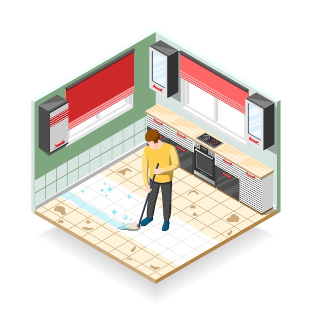 Free vector home cleaner isometric composition