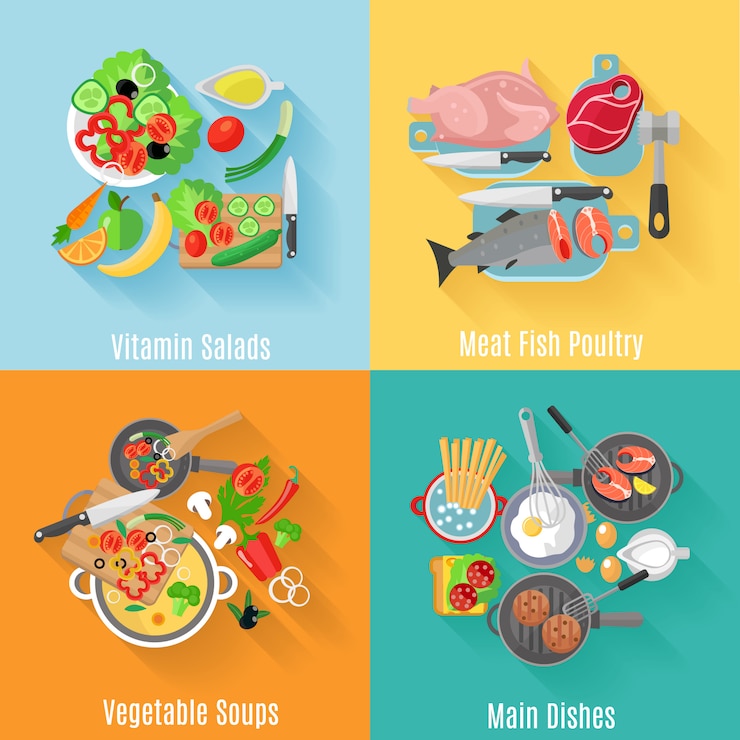 Free Vector home cooking main dishes