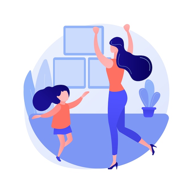 At-home dance class abstract concept vector illustration. home dance quarantine training platform, online lesson, relief stress, live streaming, stay home, social distance abstract metaphor.