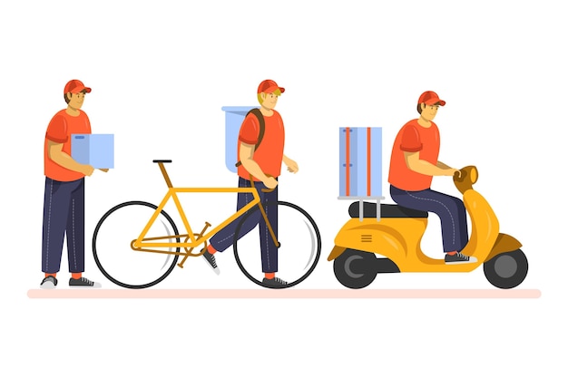 Free vector home delivery worker collection