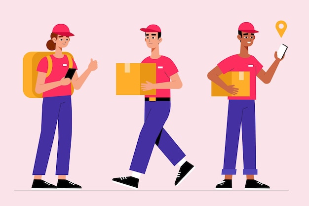 Free vector home delivery worker collection