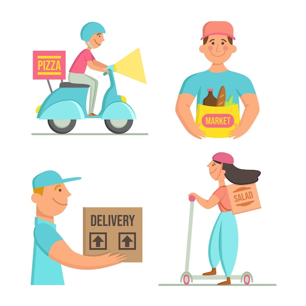 Free vector home delivery workers collection