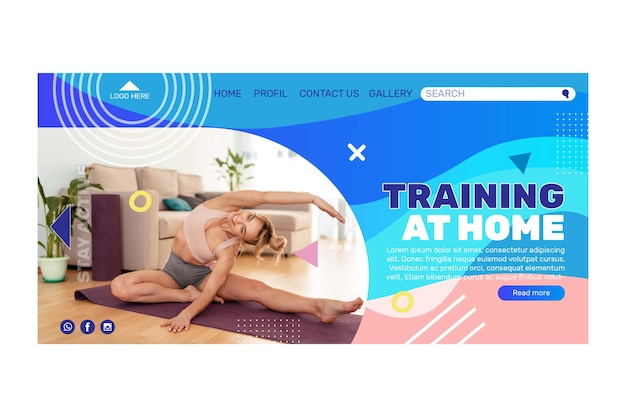 Home exercise concept landing page