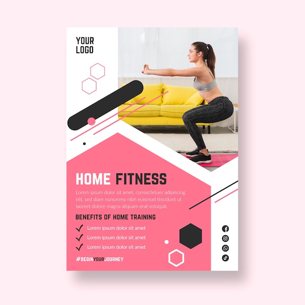 Free vector home fitness poster template