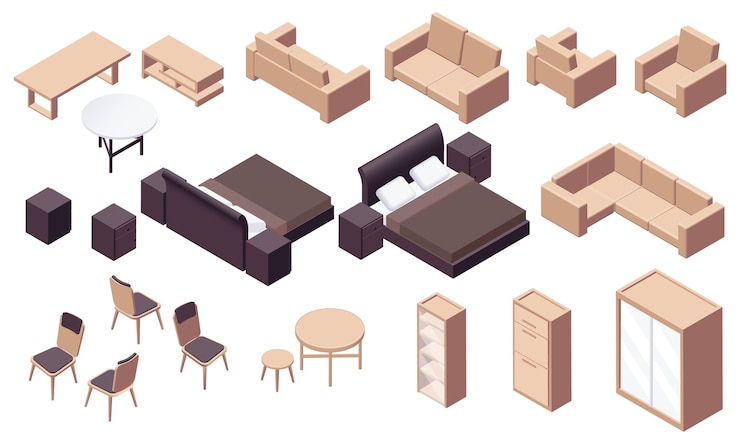 Free Vector home furniture icon set