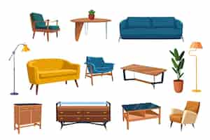 Free vector home furniture set.