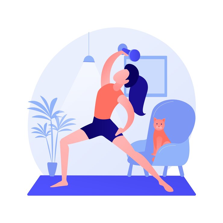 Free Vector home gymnastics abstract concept vector illustration. stay active amid quarantine, power training online, exercise program, at-home workout, social distance, fitness livestream abstract metaphor.
