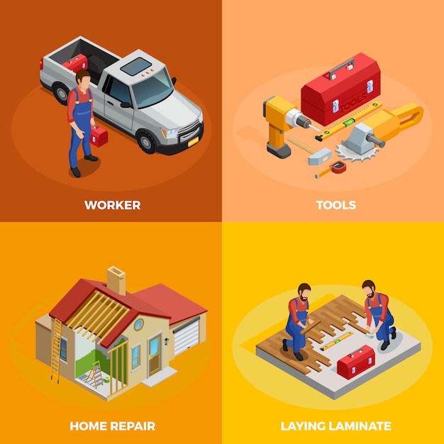 Free vector home improvement isometric template