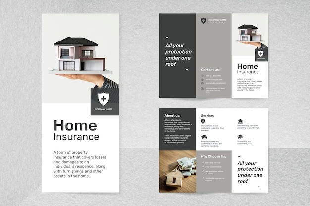 Free vector home insurance template vector with editable text set