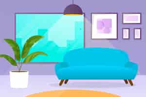 Бесплатное векторное изображение Домашний интерьер - фон для видеоконференцсвязи