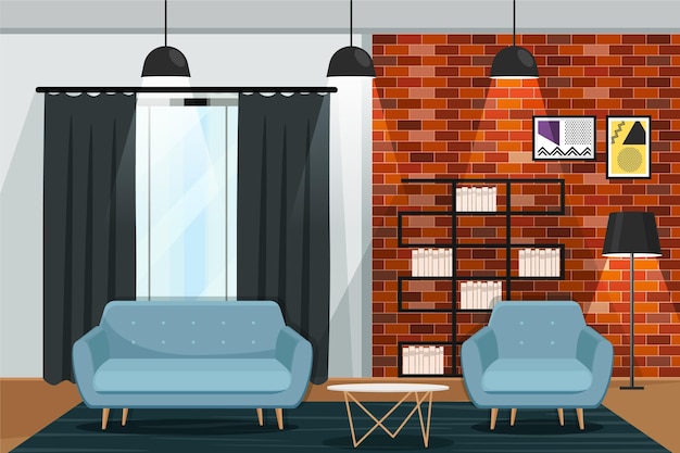 Free vector home interior background modern design