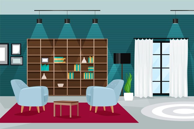 Free vector home interior background two armchairs