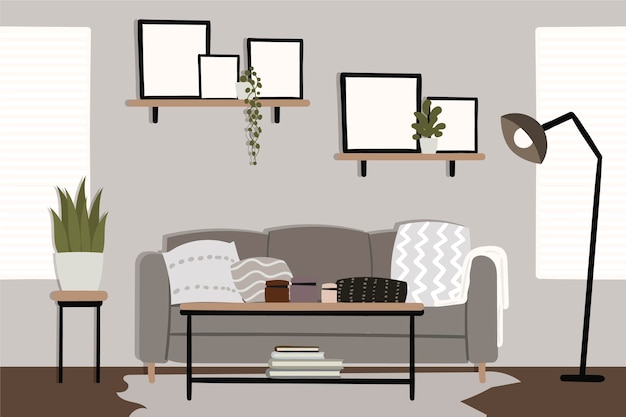 Free vector home interior - background for video conferencing