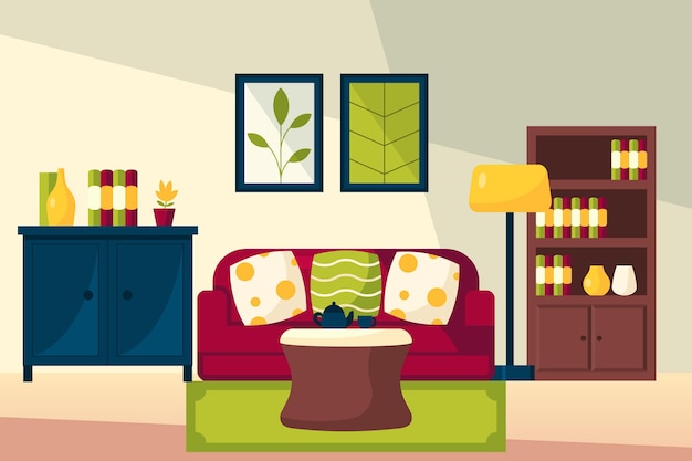 Free vector home interior background for video conferencing