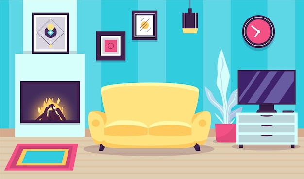 Free vector home interior background for video conferencing