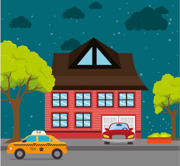 Free vector home landscape cartoon graphic