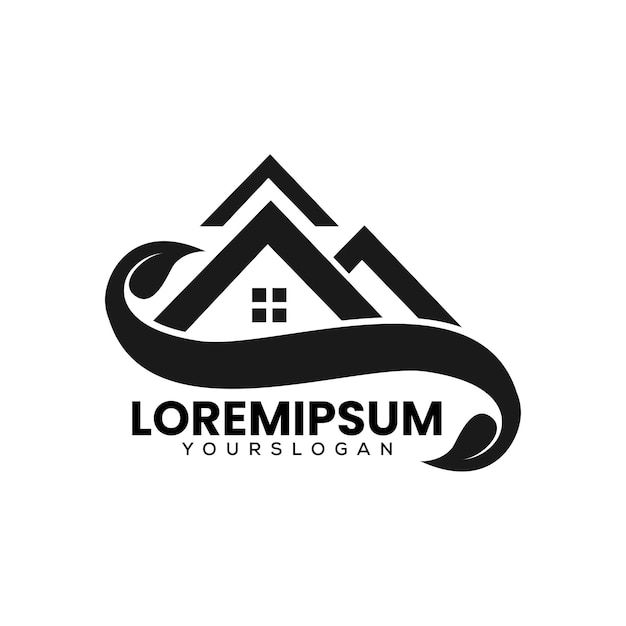 Home leaf logo design template