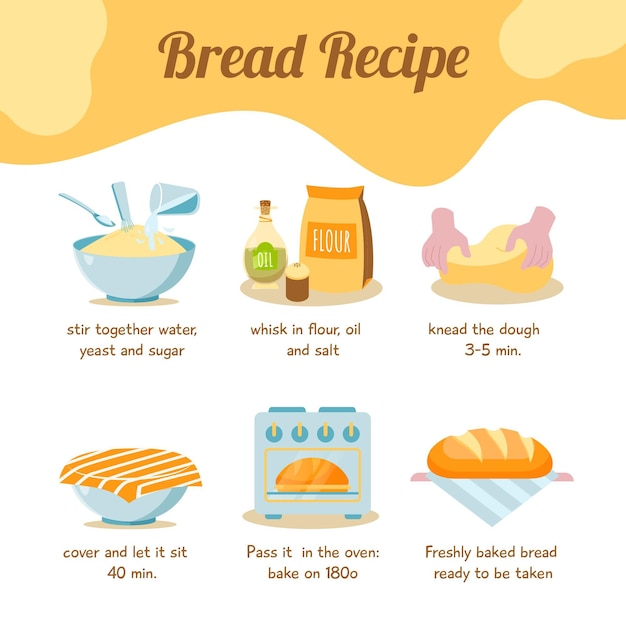 Free vector home made delicious bread recipe