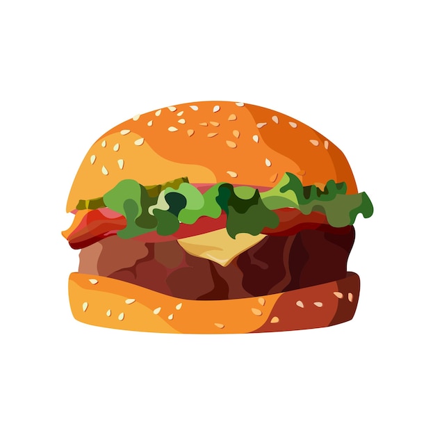 Vettore gratuito hamburger fatto in casa su sfondo bianco isolato illustrazione vettoriale